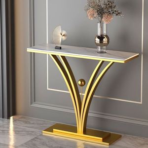 Modern Design Black Color Metal <b>Console</b> <b>Table</b> <b>with</b> <b>Marble</b> <b>Top</b> Sleek Design for Entryway Living Room or Hallway Deco - Product Image 3