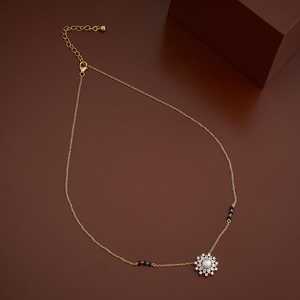 Mangalsutra Chapado en Oro de 22k para Mujer, Diseño de Copo de Nieve Chapado en Oro 156290, Joyería de Lujo en Oro Rosa con Rubí para Bodas Hindúes y Uso Diario - Product Image 1