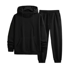 Conjunto Deportivo de Invierno para Hombre, con Capucha, Estampado Personalizado, Felpa Gruesa, 2 Piezas, Corte Regular Informal - Product Image 1