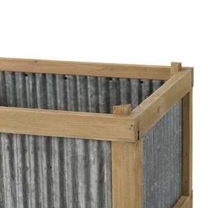 Jardinières d'intérieur et d'extérieur rectangulaires modernes en métal galvanisé gris (lot de 2) Garden Accent Home Decor - Product Image 2