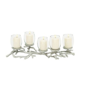 Metal Candle Holder With Glass Chimney Unique Design Handmade Candle Holder Round Shape Tabletop Candle Stand - Product Image 6