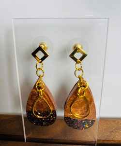 Geometric Trendy <b>Resin</b> <b>Earrings</b>, Handmade Colored Hook & Hoop Charm Jewelry for Christian Weddings & Special Occasions - Product Image 2