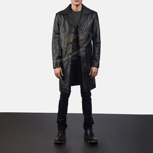 2025 couleur unie hommes décontracté hiver chaud en cuir manteau hommes nouveau hiver mode en cuir Trench manteau pour hommes - Product Image 6