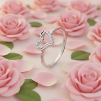 Élégante bague de promesse en argent sterling 925 en forme de cœur pour femme, sertie de zircone cubique, pour mariage, usage quotidien ou bureau