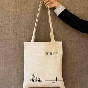 Eco Friendly Custom Logo Cotton <b>Tote</b> <b>Bag</b> with Long Handle Reusable Shopping <b>Bag</b> for Travel <b>School</b> Office and Daily Use - Product Image 5