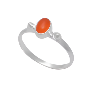 Bague en argent sterling 925 avec pierres précieuses en cornaline taillée ovale Bague à la mode plaquée argent classique pour anniversaire de mariage. - Product Image 3