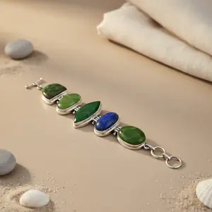 "925 <b>Silver</b> Multi-Stone <b>Bracelet</b> for <b>Women</b> with Freshwater Pearl and Diamond Accents" - Product Image 2