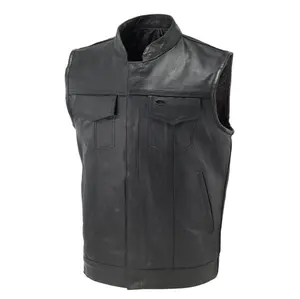 2023 new winter and summer vests for Men's Motorcycle Club Leather Vest Concealed Carry Arms Solid Back made by wigace industry