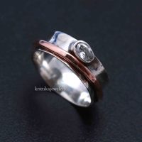 Bague tournante style bohème en argent sterling 925, sertie de zircone cubique, bicolore, taille ovale, pour mariage et anniversaire – Meilleure vente