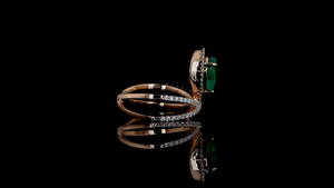 แหวนมรกตสีเขียวแล็บกรูว์น และเพชรทรงกลมที่เพาะเลี้ยงในห้องแล็บ |   แหวนเพชรสำหรับใส่ทุกวันและใส่ทำงานที่ดูหรูหรา |   รับผลิตแบบ OEM และ ODM - Product Image 4