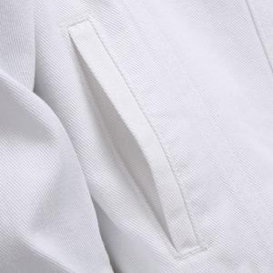 Venta al por mayor Unisex Otoño Prendas de vestir exteriores Blanco Japonés Premium Ripped Jean Blanco Jean Chaqueta Top para los hombres - Product Image 5