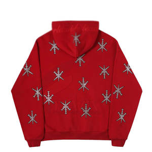 Vêtements de rue sur la taille en gros à capuche mode vêtements homme blanc strass fermeture éclair sweats à capuche - Product Image 2