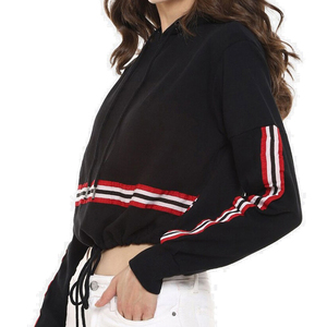 Premium Quality Customized Women's <b>Crop</b> <b>Top</b> Hoodie Solid Color <b>Turtleneck</b> Collar Windproof Breathable Eco-Friendly - Product Image 6