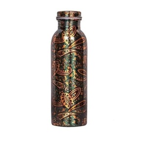 Botella de cobre pulido brillante al por mayor con tapa forma personalizada hecha para agua potable muestra gratis disponible - Product Image 4