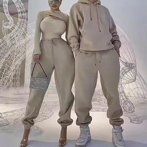 Ensemble survêtement unisexe personnalisé 2 pièces, pantalon de survêtement et sweat-shirt, dentelle en maille pour femmes, 100% coton molletonné, streetwear - Product Image 2