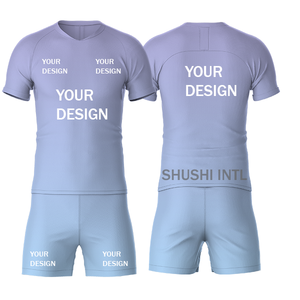Ensemble de tenue de football unisexe pour adultes |   Maillot personnalisé à col rond et manches courtes |   100% polyester, séchage rapide |   Nom d'équipe personnalisé |   SHUSHI - Product Image 2