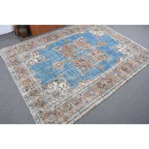 พรมตุรกีวินเทจ ขนาด 6x9.4 ฟุต (183x285 ซม.) สีน้ำเงินล้วน ทำจากขนสัตว์ - Product Image 2