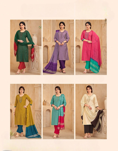 Latest Designer Hand Work Embroidered Fabric <b>Kurti</b> & Bottom with Printed Dupatta for Party Collections - Product Image 2