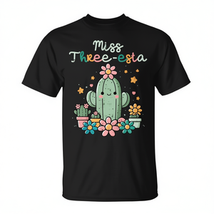 เสื้อยืดลายกระบองเพชรสำหรับเด็กหญิงอายุ 3 ขวบ สำหรับการเฉลิมฉลองวันเกิดสุดพิเศษ - Product Image 2