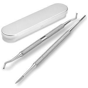 Lima y Curetas, 2 Piezas, Herramienta para Uñas Encarnadas, Doble Cara, con Estuche de Almacenamiento, Instrumentos de Podología de Acero Inoxidable - Product Image 1