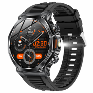 Montre connectée sportive AGM Mobile AK82, écran rond de 1,8 pouce, étanche IP68, tracker de fitness avec lampe torche pour hommes - Product Image 1