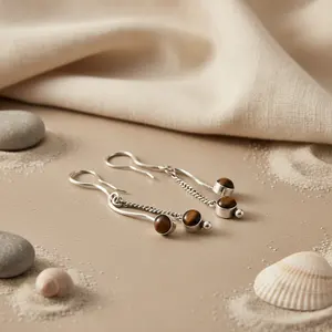 Pendientes de Plata de Ley 925 con Ojo de Tigre para Mujer, Joyería de Moda, Regalo - Product Image 2