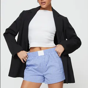 Damen Y2K Pyjama Shorts Gingham niedliche Pj Shorts Plattenhosen Lounge Shorts Schlaf Böden elastische Taille Boxer Streetwear