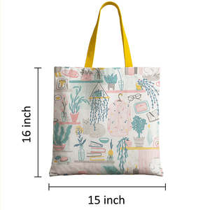Sac fourre-tout personnalisé en toile de lin et coton de taille moyenne avec impression artistique de lettres sur tableau d'humeur en corde, réutilisable pour la publicité, l'usage quotidien et les cadeaux - Product Image 6