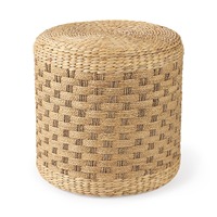 Pouf en fibre de jonc de mer compressé, accessoires de décoration intérieure, tabouret en jonc de mer tissé à la main, prix d'usine