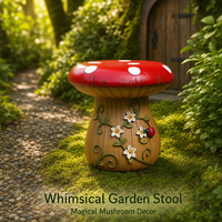 Tabouret de jardin en forme de champignon MGO, motif coccinelle et floral, table d'appoint décorative d'extérieur pour patio, pelouse, jardin, vente en gros OEM