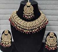 Ensemble de mariée Kundan pour femmes et filles, collier, boucles d'oreilles et ras-de-cou multicolores indiens plaqués or 14 carats pour les mariages, les fiançailles et les fêtes