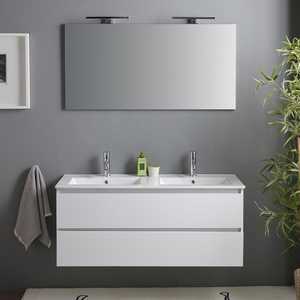 120cm High Gloss White Bathroom Cabinet with Drawers and Double Sink <b>Mirror</b> with Baltimora Lamps Elegant Bathroom <b>Sets</b> - Product Image 2