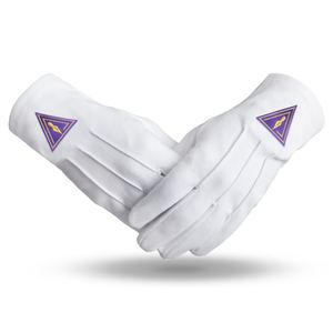 Maçonnique Regalia Gants 100% Coton Durable Respirant Doux Confortable Cérémonial Usage Quotidien Violet Patch - Product Image 1