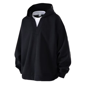 2026 New Arrival <b>Men's</b> Hooded 100% Cotton Breathable Wholesale Price Pullover Fashion V Neck <b>Men</b> <b>Hoodie</b> For Sale - Product Image 5