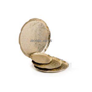 Plato de servicio de color plata de metal con plato de servicio de comida de forma redonda de calidad superior para uso doméstico y hotelero - Product Image 2