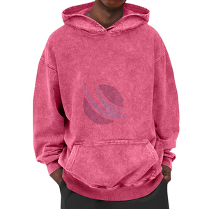 Sweat à capuche d'hiver surdimensionné en coton 100% délavé à l'acide, vintage, personnalisé, imprimé en relief, vente en gros - Product Image 5