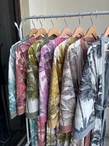 100% Cotton Kimono <b>Robe</b> Printed Long Dressing Gown Boho Loungewear Kimono Bridesmaid <b>Robe</b> Summer Cotton Bathrobe Beach Cover Up - Product Image 1