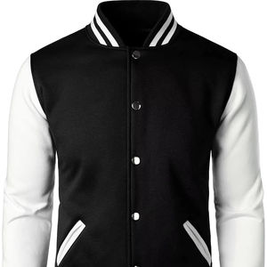 Vente en gros de veste universitaire de baseball de rue haute pour hommes personnalisée hiver corps en laine manches en cuir col montant toile personnalisable - Product Image 1