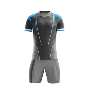 Camiseta deportiva más Popular de 2024, camiseta de fútbol, sublimación personalizada, gris oscuro, gris con diseño de Color azul cielo, uniforme de fútbol - Product Image 1