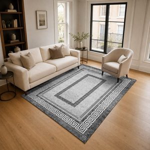 <b>RUGS</b> DEPOT LXDP-0768 Wholesale Grey <b>Silver</b> Traditional Oriental Digital Printed Machine Washable Chenille Area <b>Rug</b> Non Slip - Product Image 2