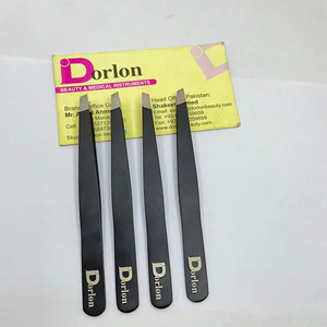 Pinzas profesionales para cejas con revestimiento de Color negro, pinzas para cejas con logotipo personalizado de acero inoxidable, pinzas para cejas para depilación encarnada - Product Image 1