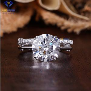 Bague en or blanc avec diamant taillé rond 5.469 TDW par Lab-Stone/Bague en diamant élégante/couleur EF-VS - Product Image 1