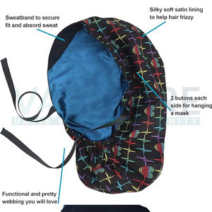 Tappi funzionali per coda di cavallo con bottoni per coda di cavallo da lavoro regolabili cappelli chirurgici da donna cappello da Vaslcare - Product Image 4