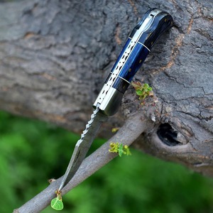 Cuchillo de bolsillo de supervivencia de acero de Damasco hecho a mano con mango de madera para uso industrial y caza, regalo OEM personalizable para marido - Product Image 2