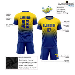 Uniforme de Fútbol Personalizado con Sublimación Dorada, Diseño Moderno, Impresión de Logotipo Personalizado, Pantalones Cortos Transpirables de Secado Rápido, Unisex - Product Image 2