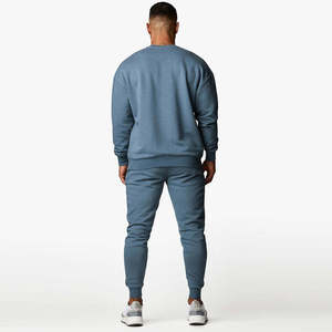 Ensemble survêtement unisexe 2 pièces personnalisé avec logo imprimé en relief, pantalon de jogging évasé et sweat à capuche, grande taille, écologique - Product Image 5