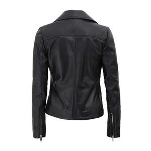 <b>Women's</b> <b>Top</b> Trending Custom Autumn Winter <b>Leather</b> Jackets with Solid Turn Collar Full Sleeves Featuring Breathable Satin Lining - Product Image 2