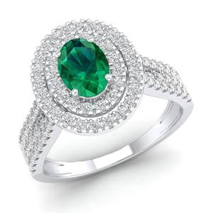 แหวนเพชรทรงรี REYES Luxury ทองคำแท้ 14K 18K ประดับพลอยมรกต 0.75 กะรัต พร้อมวงแหวนโมอิสซาไนต์ ดีไซน์หรูหรา ของขวัญสุดพิเศษสำหรับการหมั้น - Product Image 2