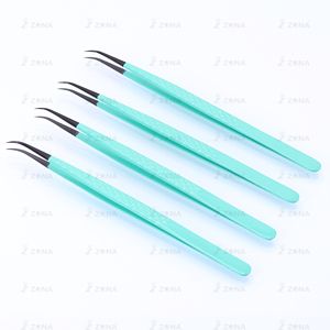 Pinzas de extensión de pestañas de etiqueta privada, pinzas japonesas de acero inoxidable para cejas, pinzas de extensión de pestañas con punta de fibra - Product Image 1