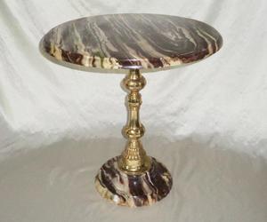 Support de plante en marbre cultivé brun vert avec tige en laiton, table d'appoint de 18 pouces, design moderne personnalisé, produits en marbre écologiques - Product Image 4